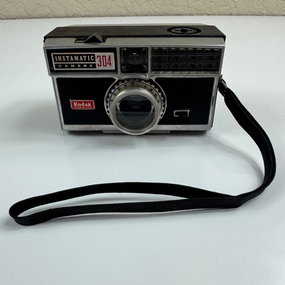 Kodak Instamatic 304 Camera Silver Black Vintage 1960s Prop Collectible Lo-Fi